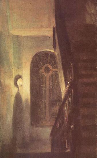 Adolph von Menzel Treppenflur bei Nachtbeleuchtung oil painting image